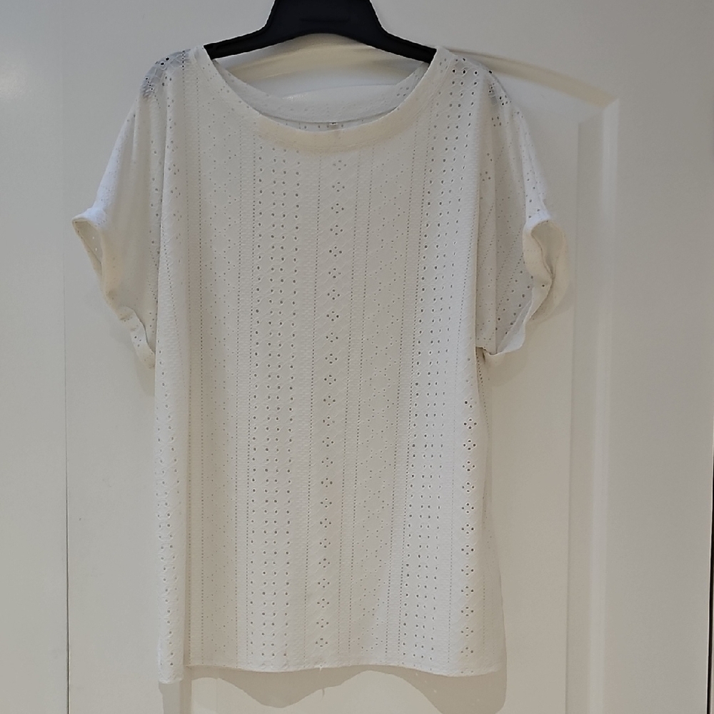 Chic White Eyelet Blouse for Women